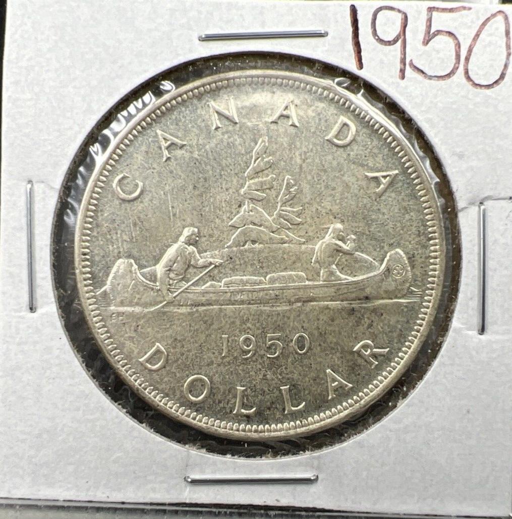 1950 Canada S$1 Silver One Dollar Coin XF EF Extra Fine Circulated Toning