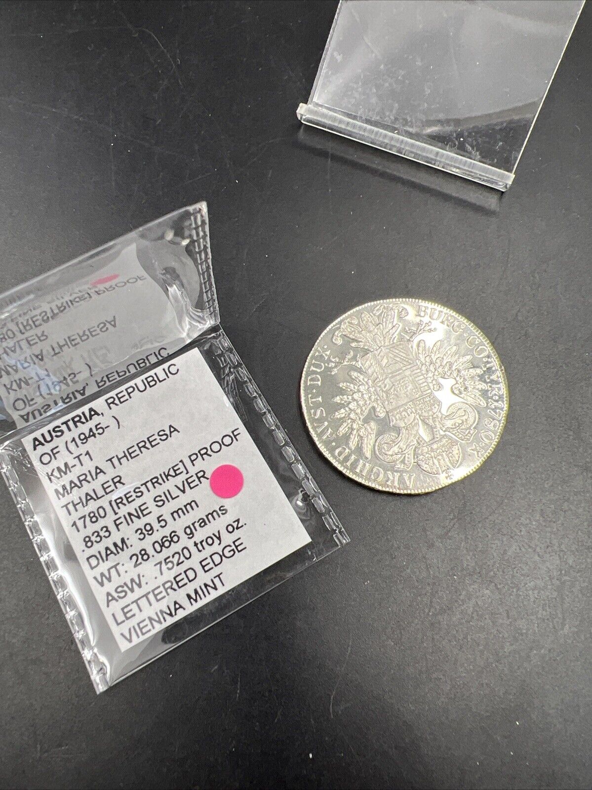 Maria Theresa Thaler 1780 Silver Coin Restrike Gem Proof Uncirculated #C