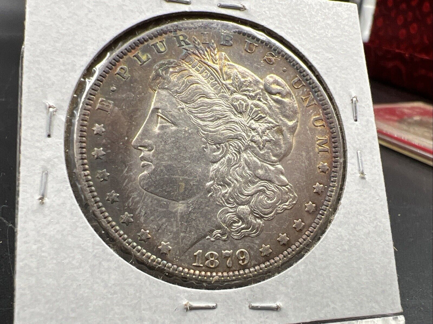 1879 P $1 Morgan Silver Dollar Coin Choice AU About UNC Amber Toning Rev Toner