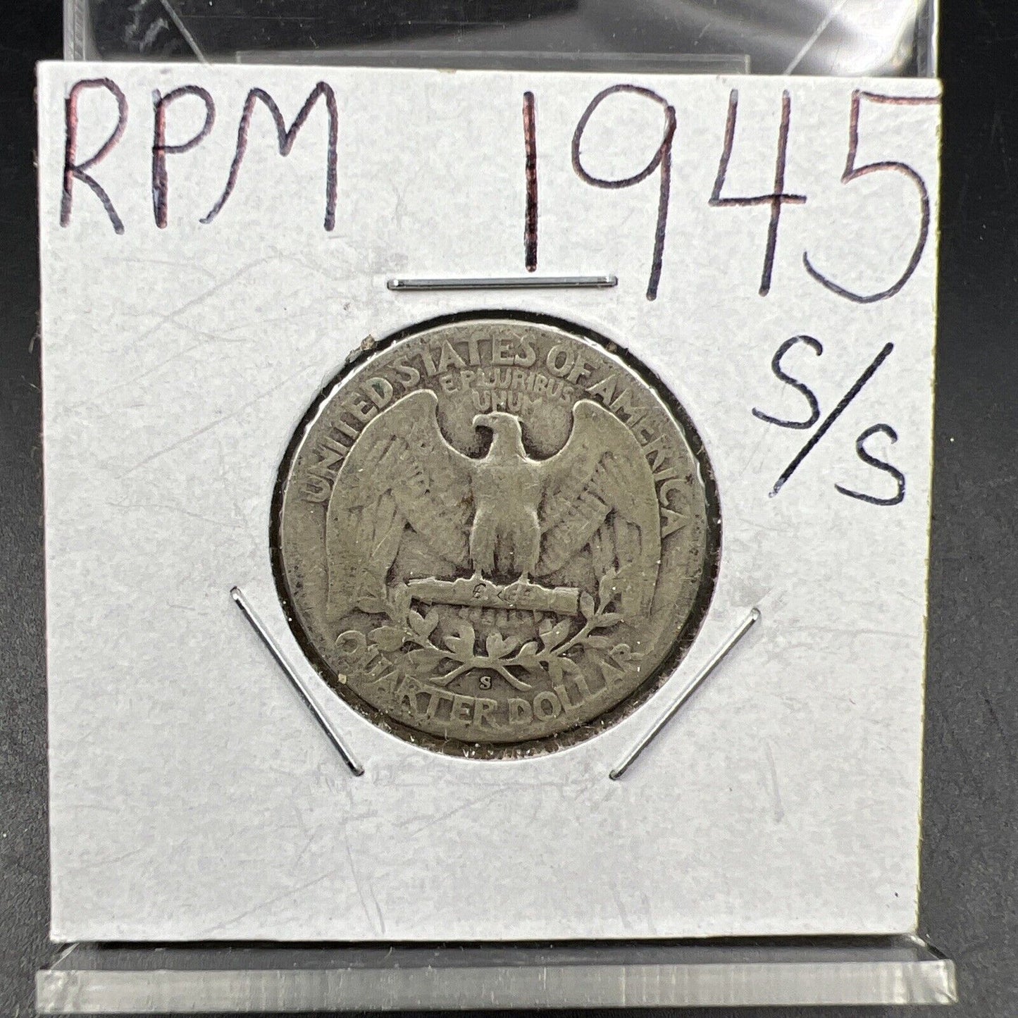 1945 S/S RPM 002 25c Washington Quarter Variety Coin CH AG About Good
