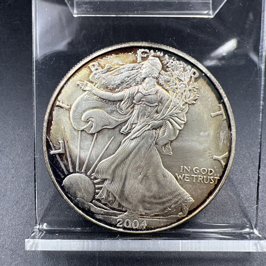 2004 1 Oz ASE American Silver Eagle Coin Choice BU UNC Neat Nice Toning Toner