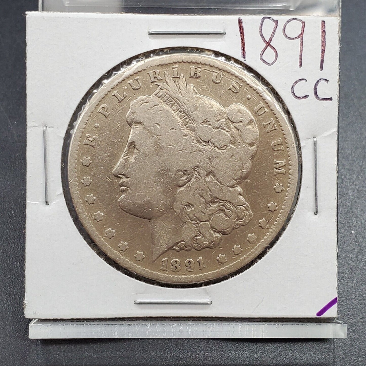 1891 CC $1 Morgan Silver Eagle Dollar Coin Carson City VG / Fine Details