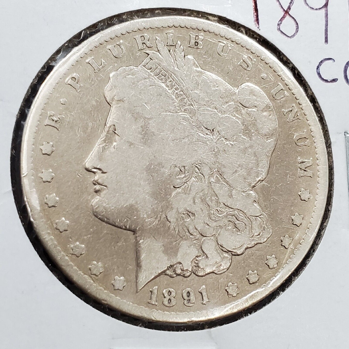 1891 CC $1 Morgan Silver Eagle Dollar Coin Carson City VG / Fine Details