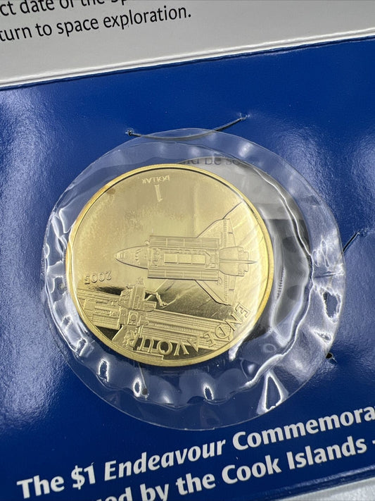 2005 Space Shuttle Endeavour Cook Islands 1 One Dollar Bronze Coin Proof Like