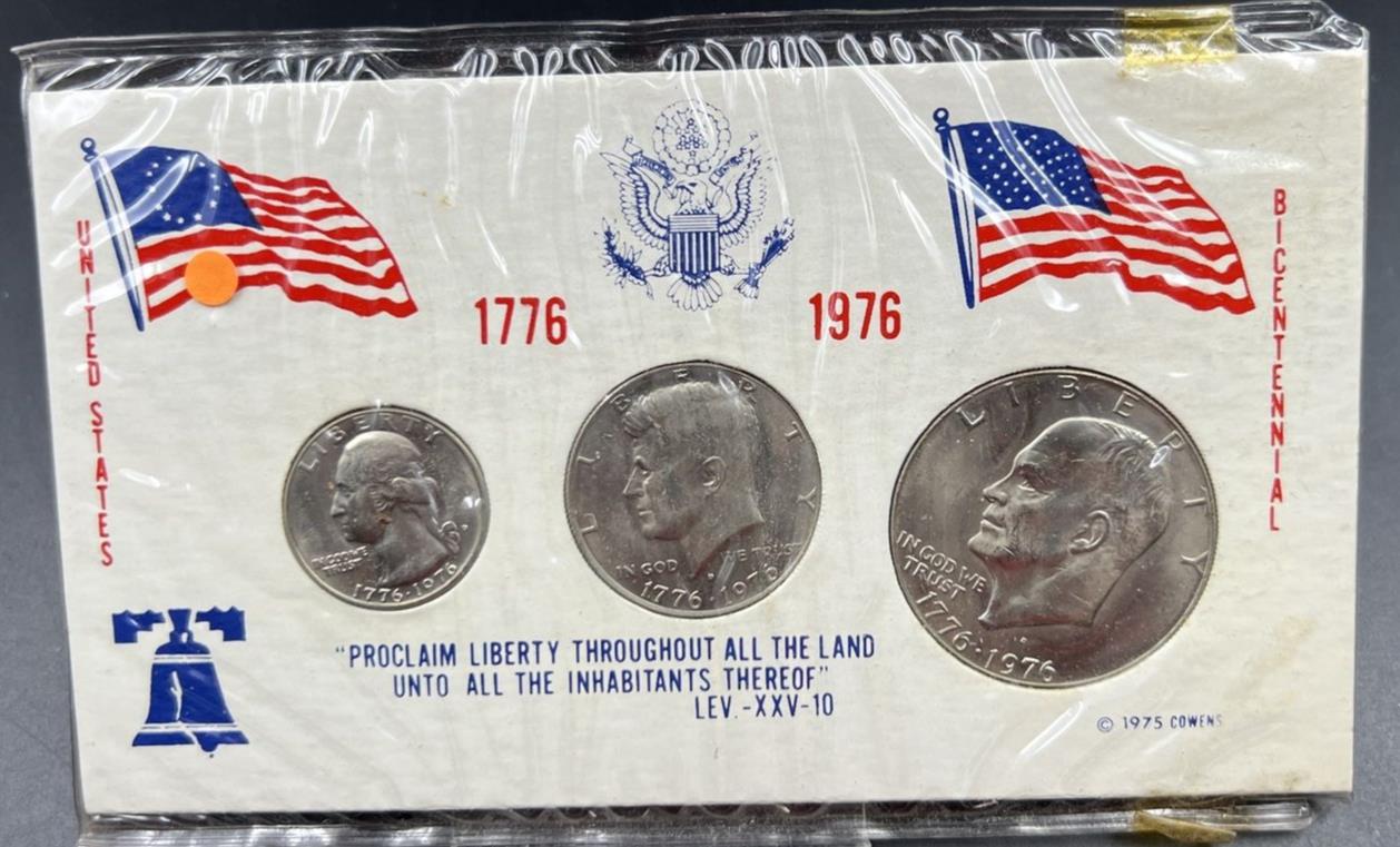 1976 Bicentennial U.S. Coins JFK Half IKE Dollar Quarter 3-Coin Uncirculated Set