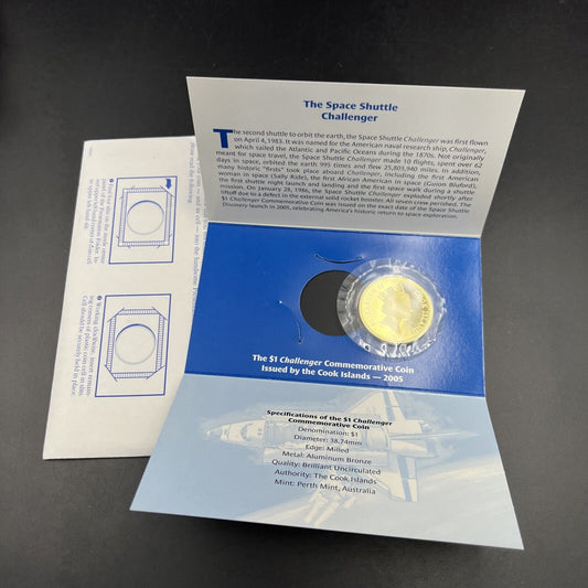 2005 Space Shuttle Challenger Cook Islands 1 One Dollar Bronze Coin Proof Like
