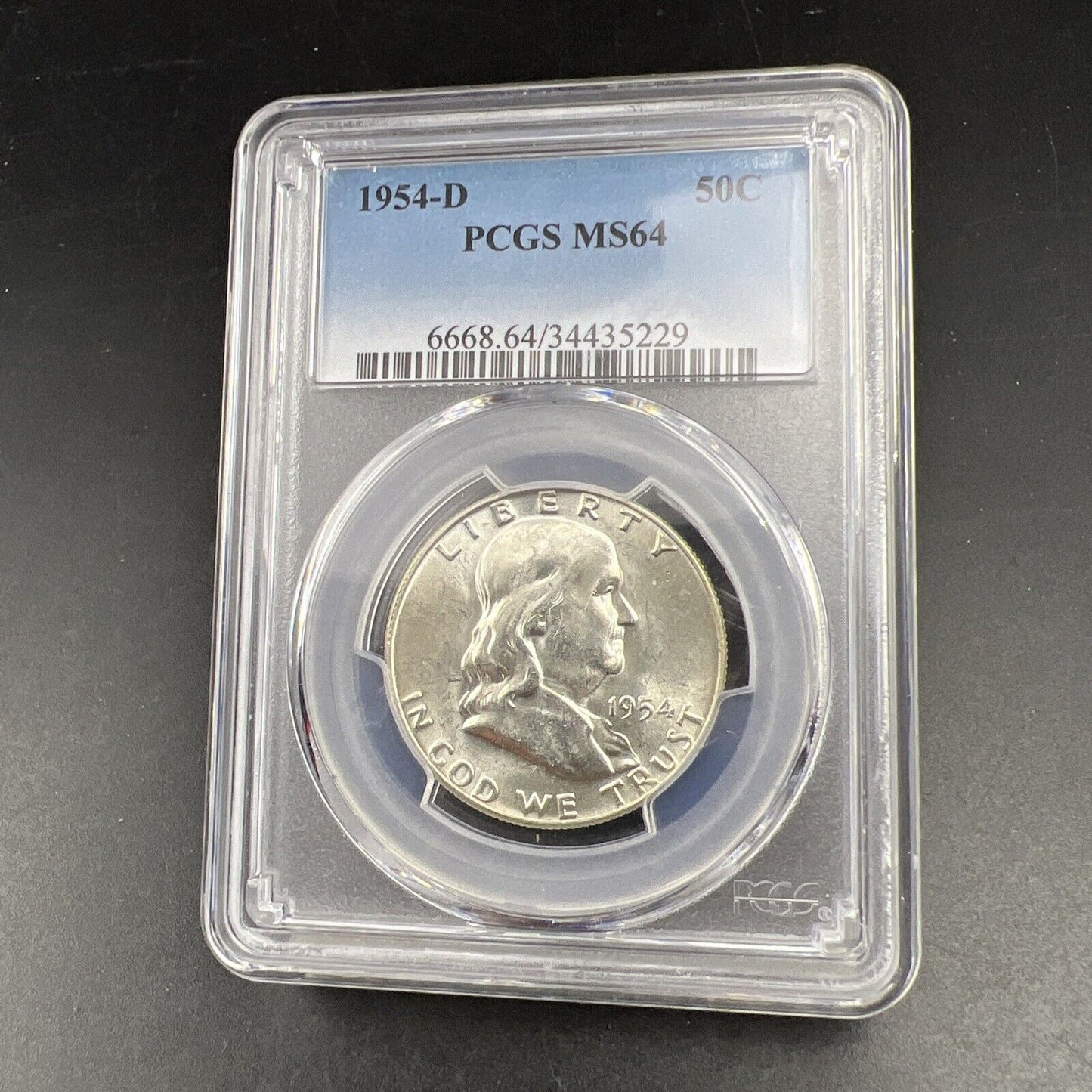 1954 D US Franklin Silver Half Dollar Coin PCGS MS64 CH Choice BU Certified