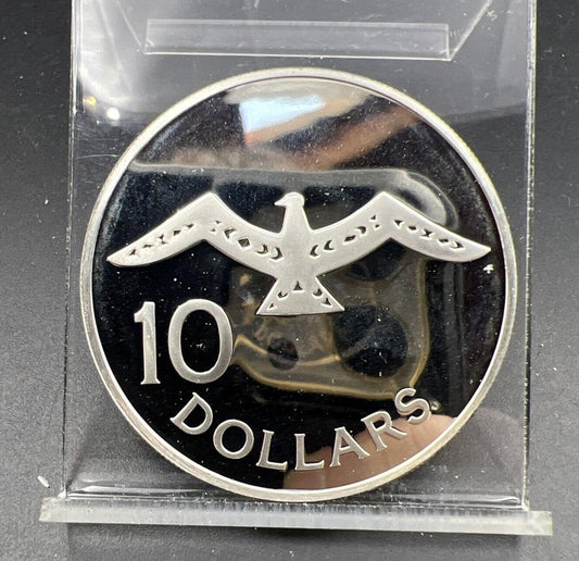 1981 10 Dollars Solomon Islands Silver Frigate bird Coin Rare KM-10a Proof