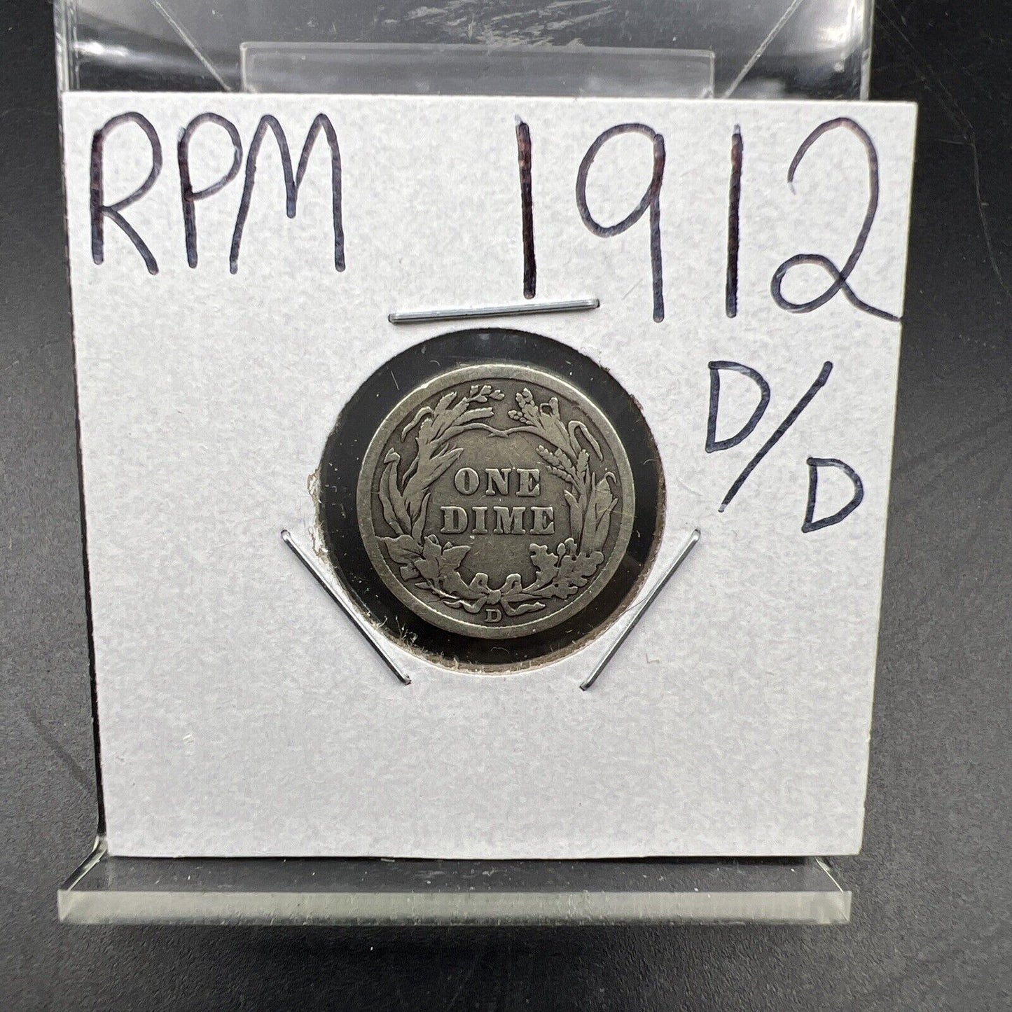 1912 D D/D Barber Silver Dime Coin FS-501 RPM Repunched Mint Mark VG Circ