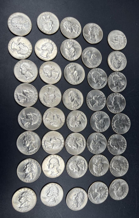 1993 P 25c BU Washington Clad Quarter Roll Choice UNC 40 Coins