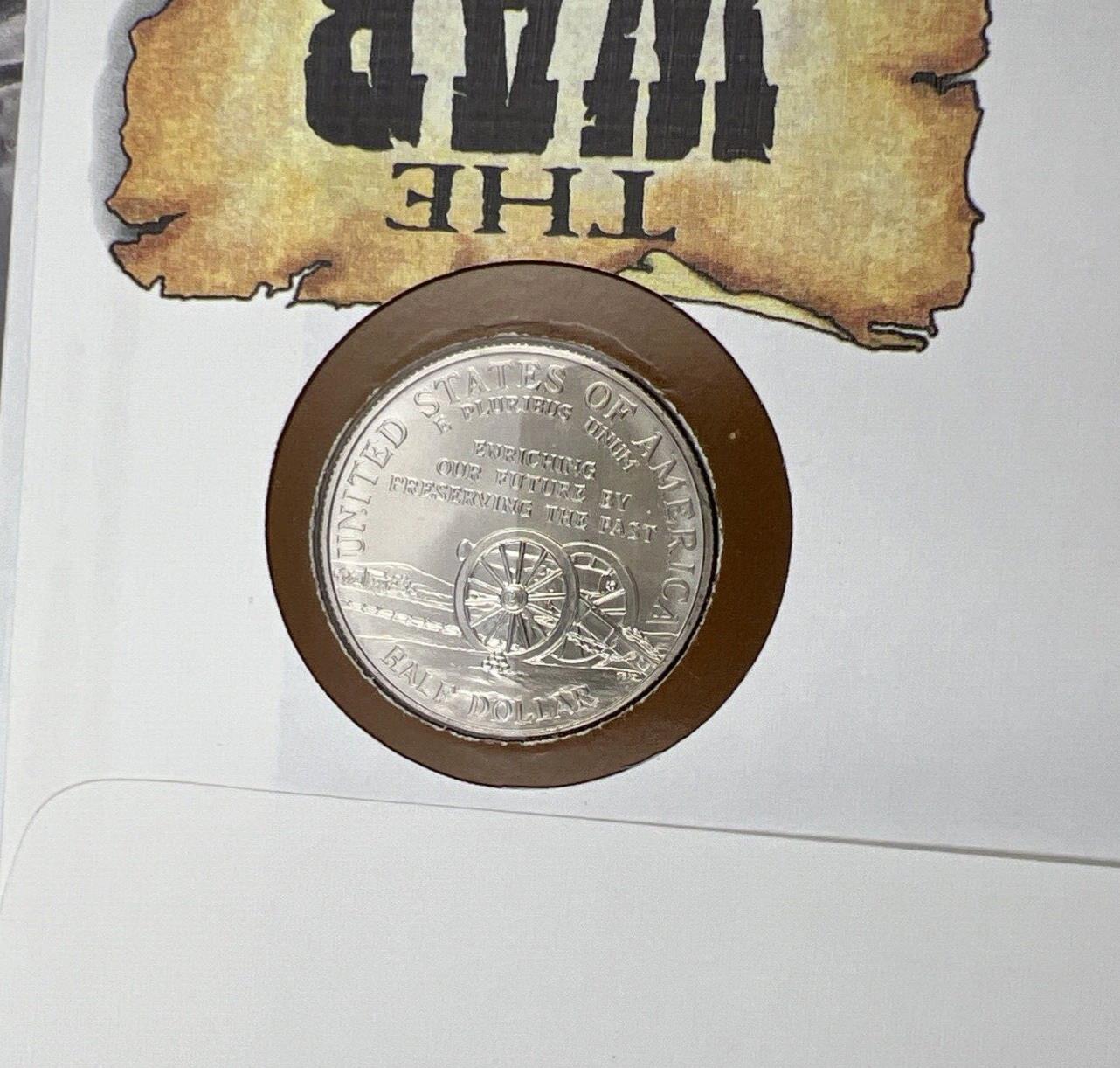 1995 Civil War Commemorative Half Dollar Coin with Stamps in Leather Display
