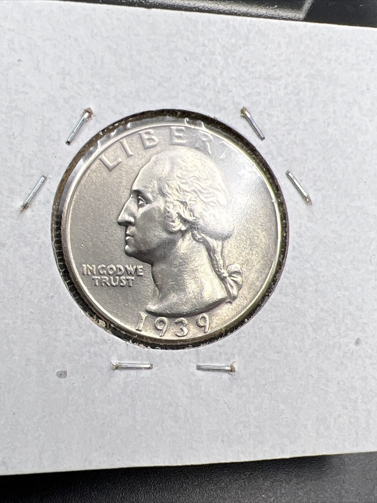 1939 P 25c Washington Silver Quarter Coin AU With Planchet Flaw Error