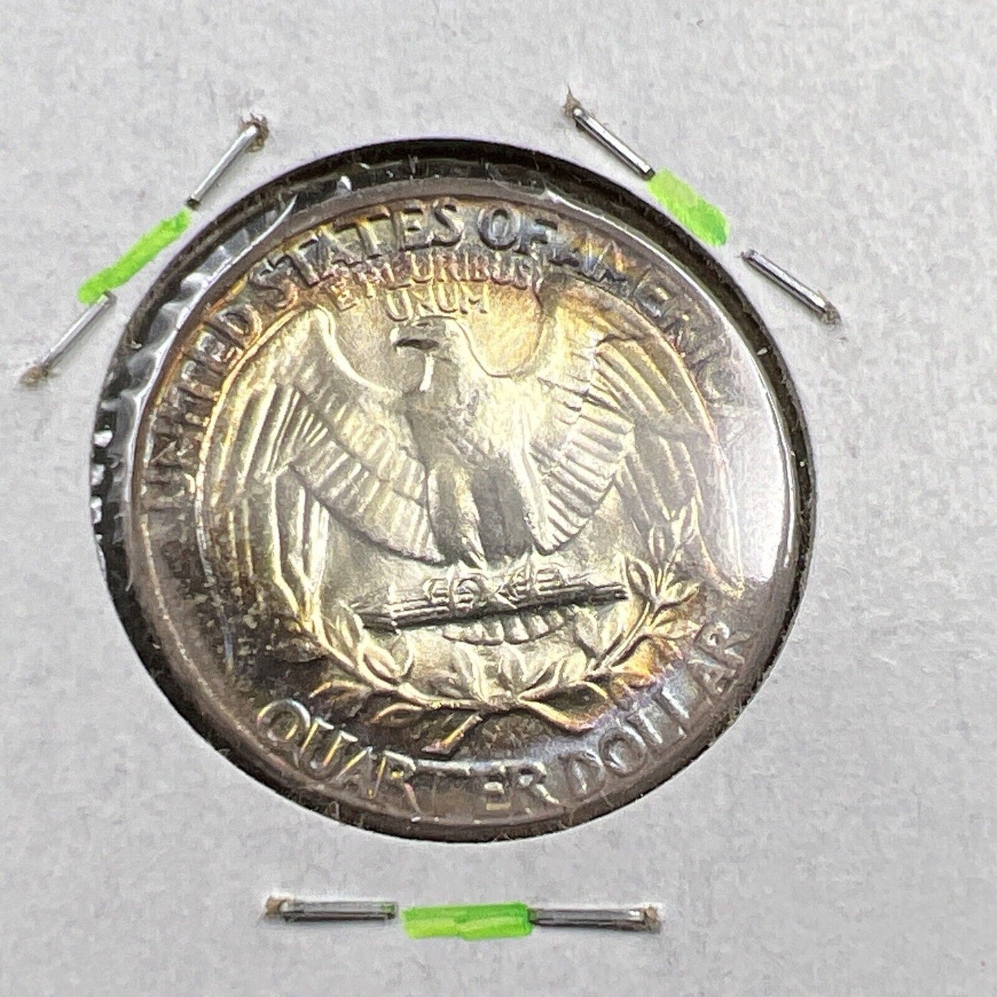 1957 P Washington 25c Silver Quarter Coin Gem BU UNC PQ * Star Rainbow Toning