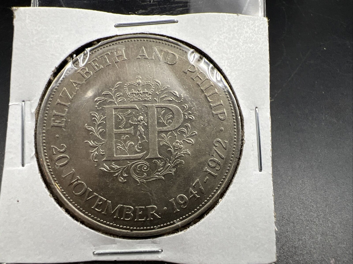 1972 Elizabeth & Philip 25th Anniversary Crown CH BU Uncirculated KM 910