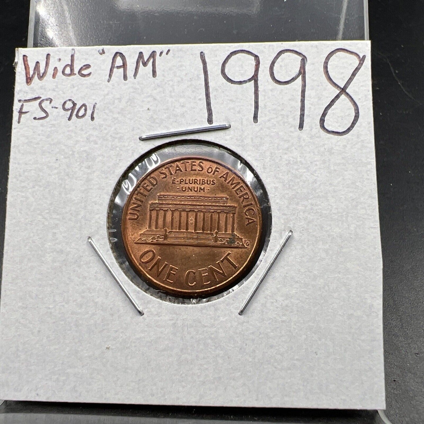 1998 1c Lincoln Memorial One Cent Penny Wide AM Variety CH AU FS-901 #D