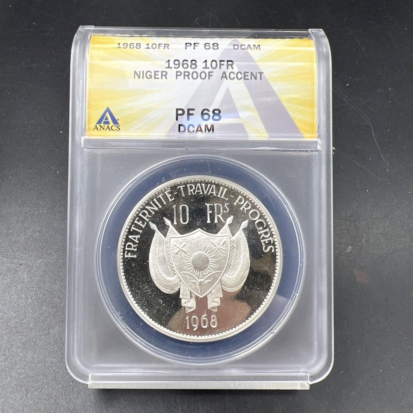1968 Niger 10 Francs Silver Tiger Coin ANACS PF68 DCAM 1k Low Mintage