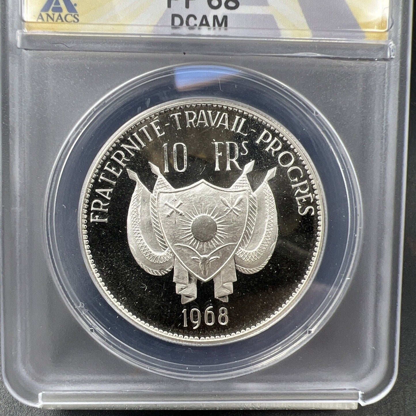 1968 Niger 10 Francs Silver Tiger Coin ANACS PF68 DCAM 1k Low Mintage