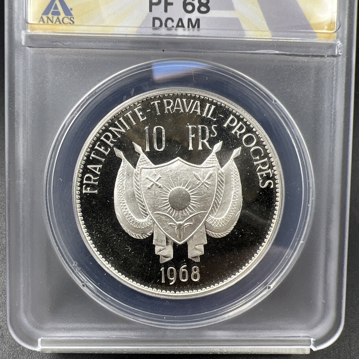 1968 Niger 10 Francs Silver Tiger Coin ANACS PF68 DCAM 1k Low Mintage
