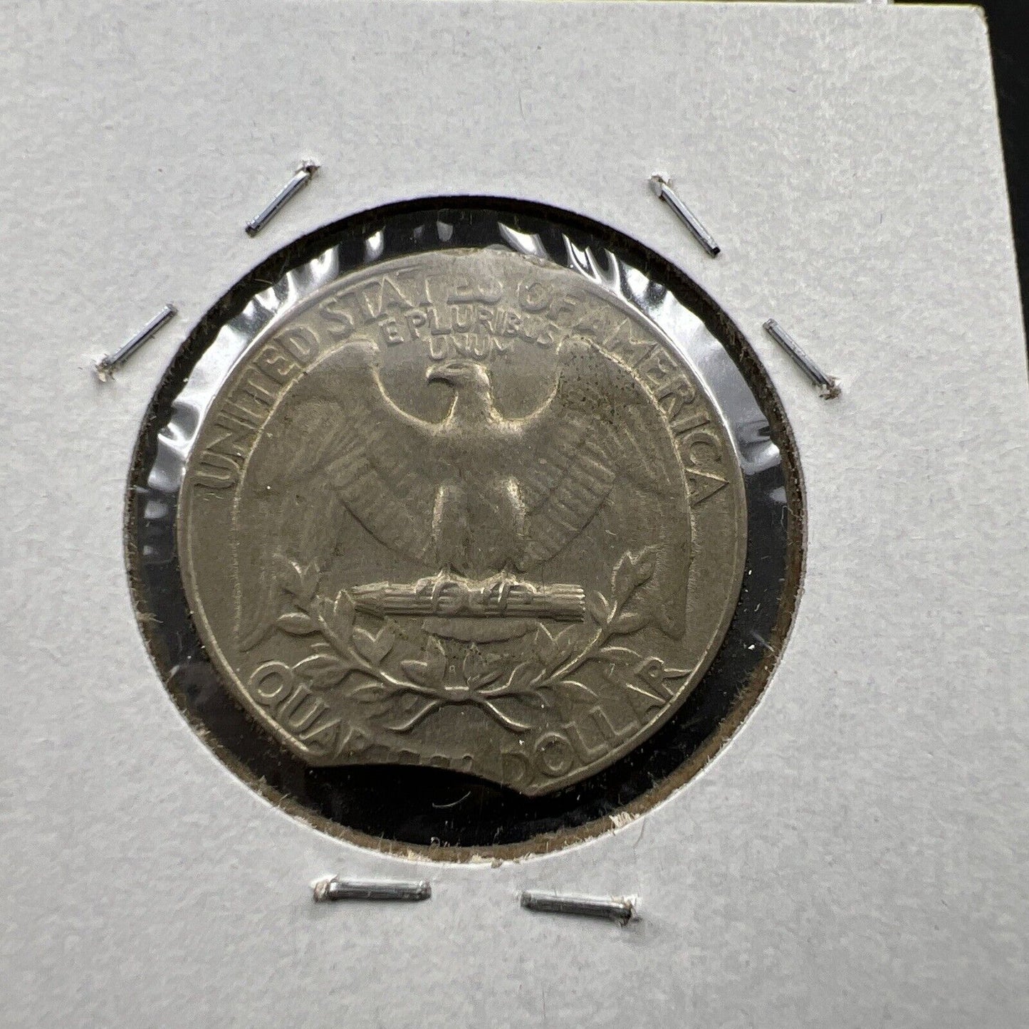 1969 D 25c Washington Clad Quarter Coin Clipped Planchet Error VF Circ