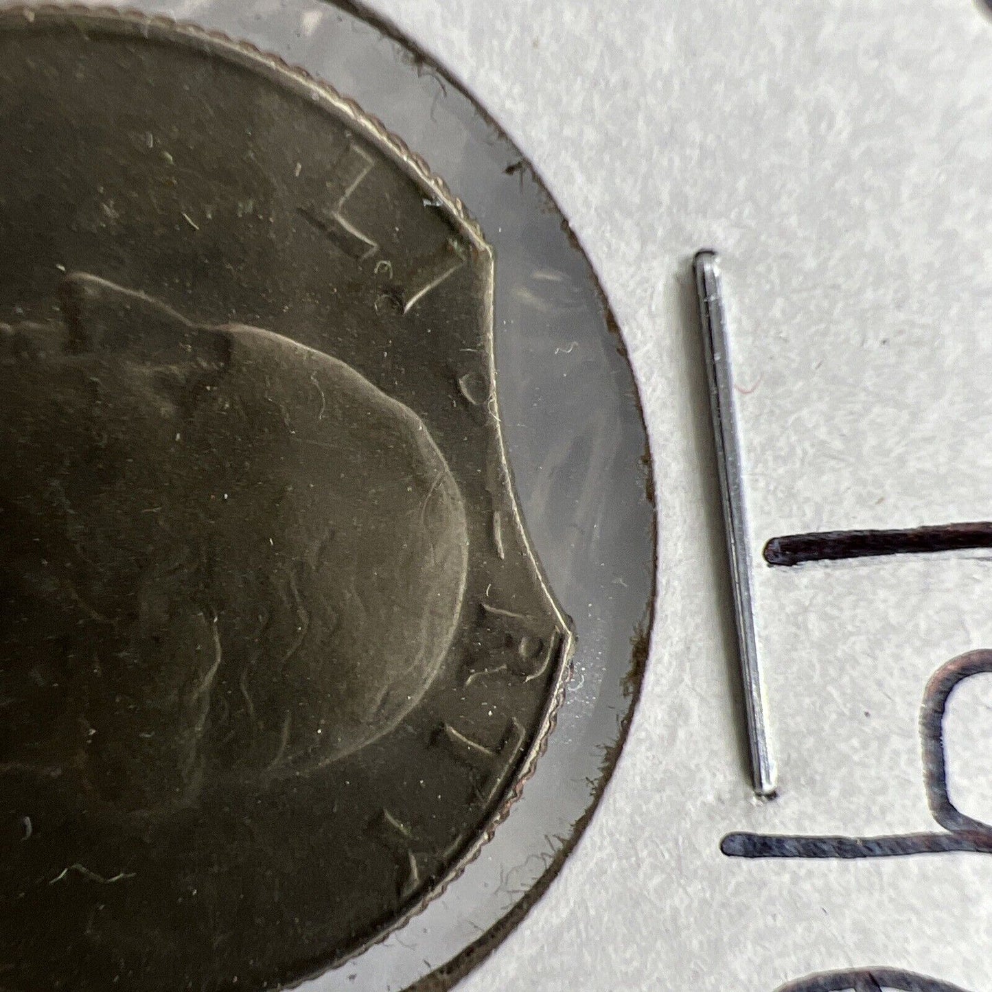 1969 D 25c Washington Clad Quarter Coin Clipped Planchet Error VF Circ