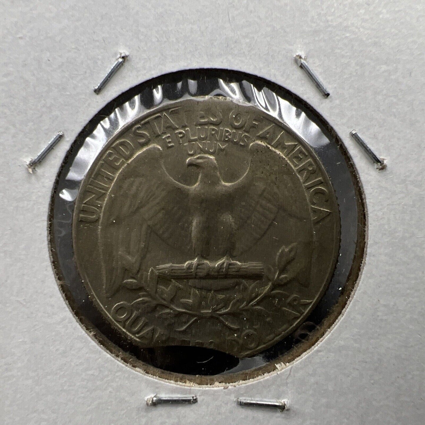 1969 D 25c Washington Clad Quarter Coin Clipped Planchet Error VF Circ