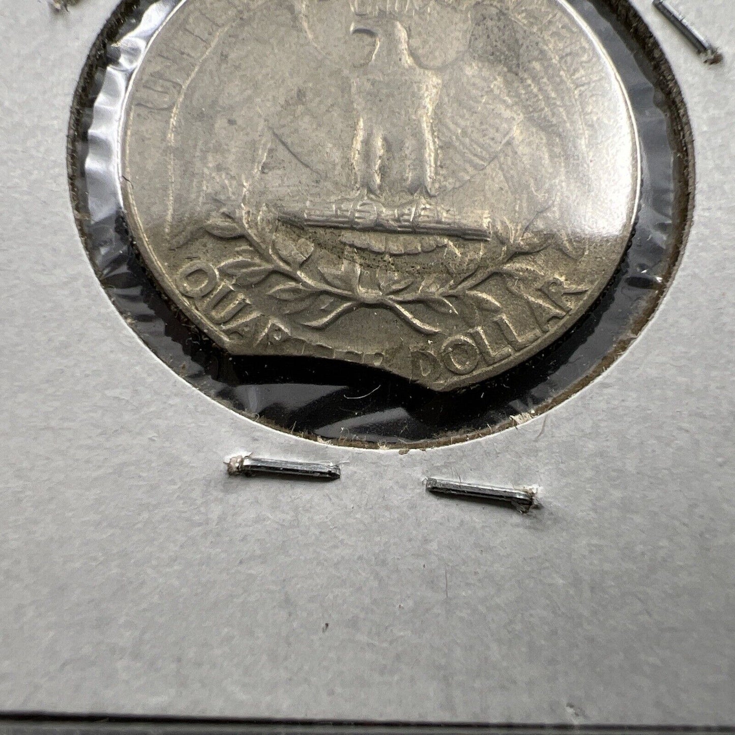 1969 D 25c Washington Clad Quarter Coin Clipped Planchet Error VF Circ