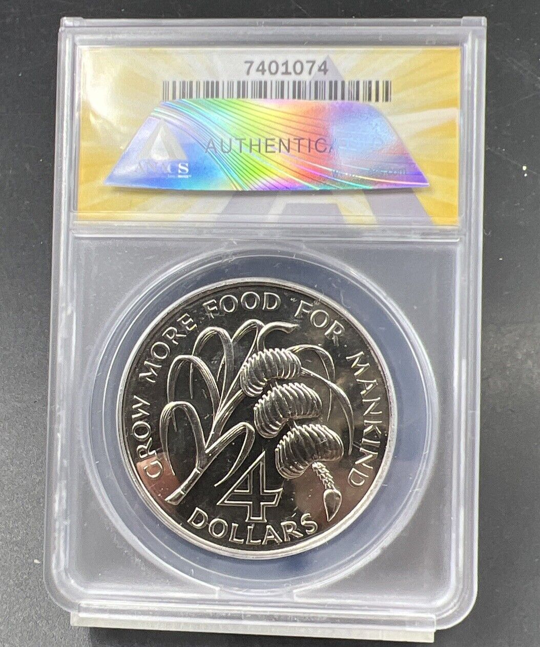 1970 F.A.O Saint Kitts & Nevis Banana 4 Dollars Coin ANACS MS68 Gem BU Top Pop