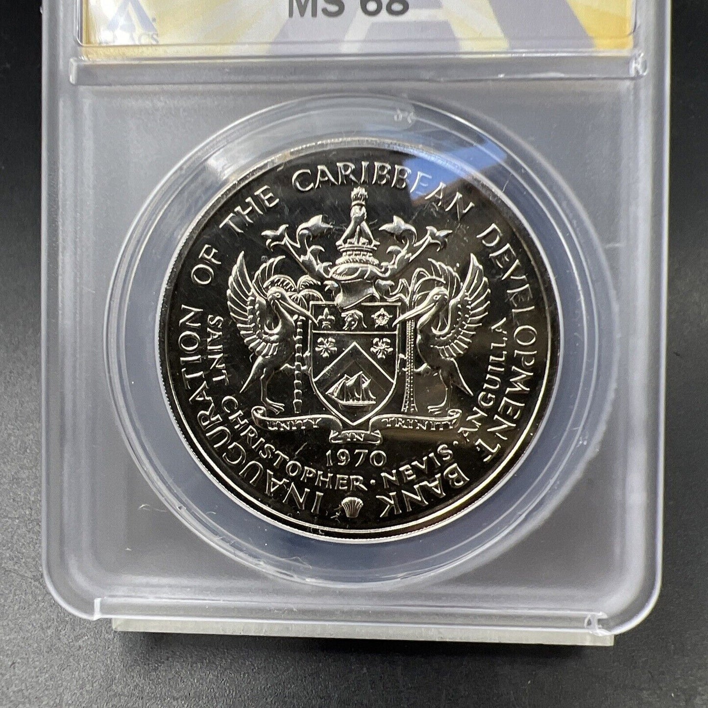 1970 F.A.O Saint Kitts & Nevis Banana 4 Dollars Coin ANACS MS68 Gem BU Top Pop