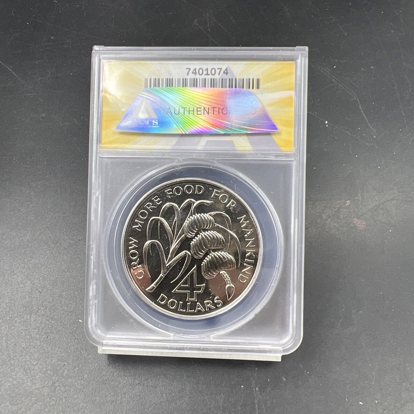 1970 F.A.O Saint Kitts & Nevis Banana 4 Dollars Coin ANACS MS68 Gem BU Top Pop