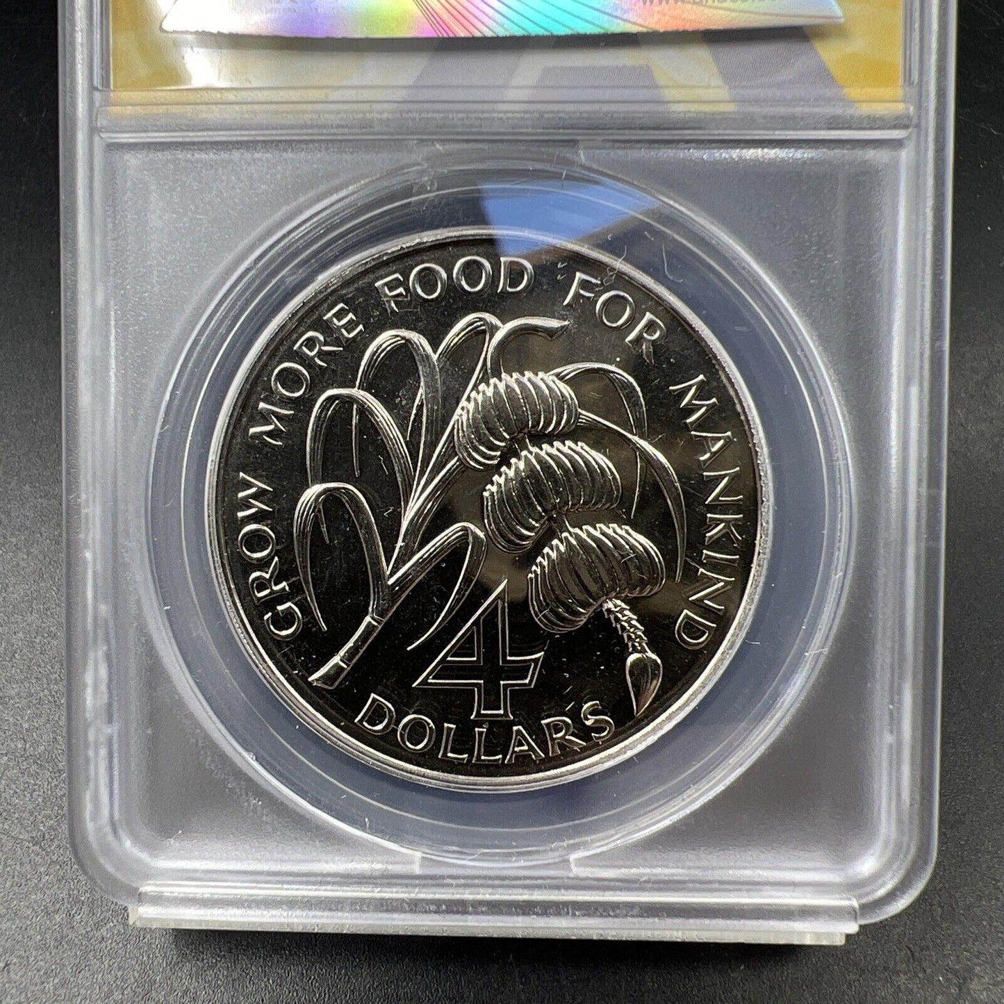 1970 F.A.O Saint Kitts & Nevis Banana 4 Dollars Coin ANACS MS68 Gem BU Top Pop