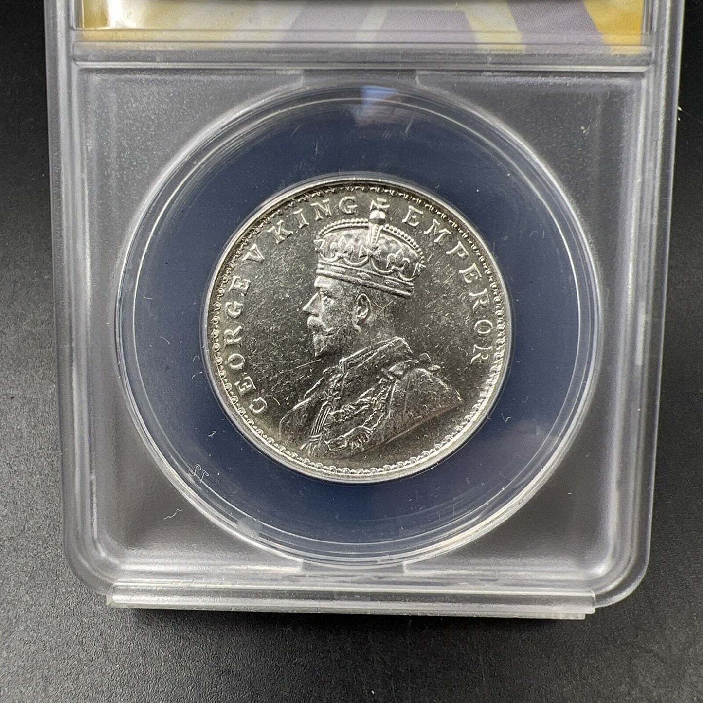 1921 B India Rupee MS60 BU UNC ANACS Certified