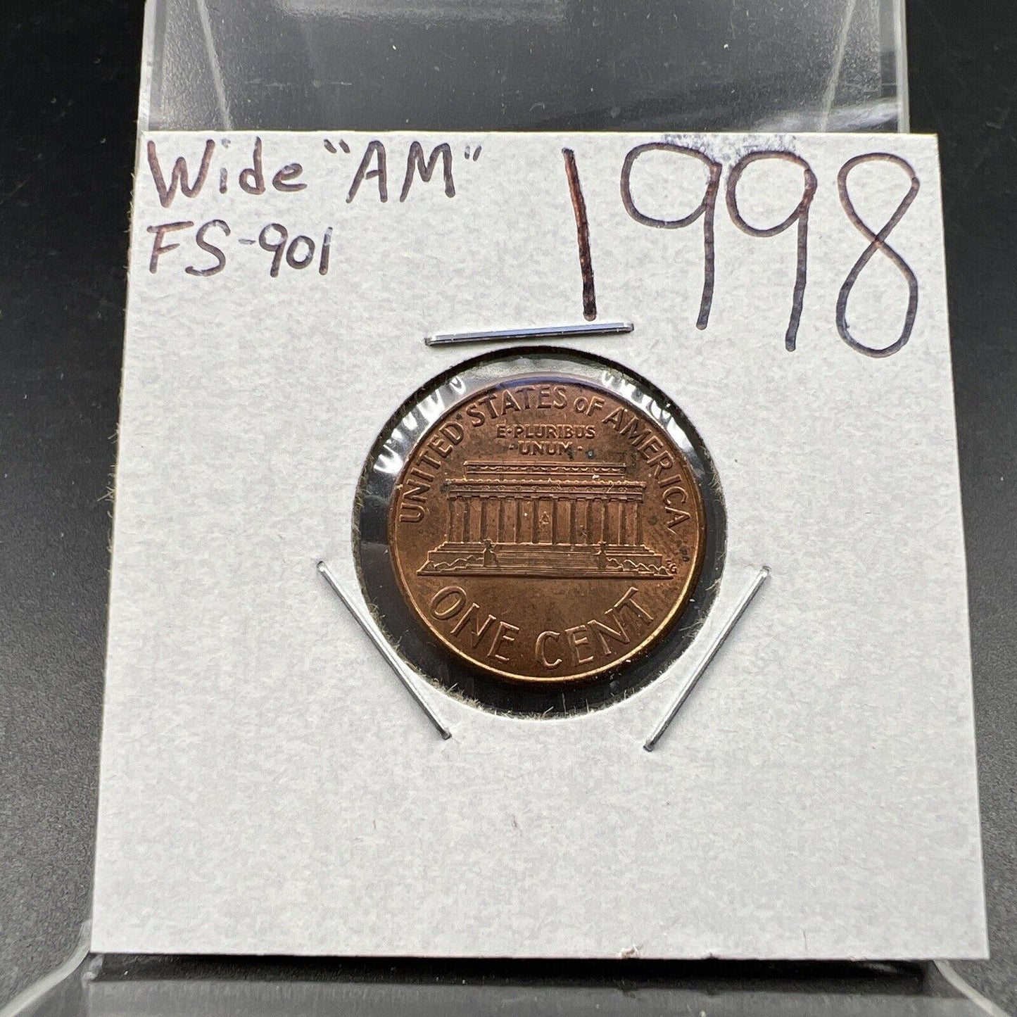 1998 1c Lincoln Memorial One Cent Penny Wide AM Variety XF EF Circ FS-901 #C