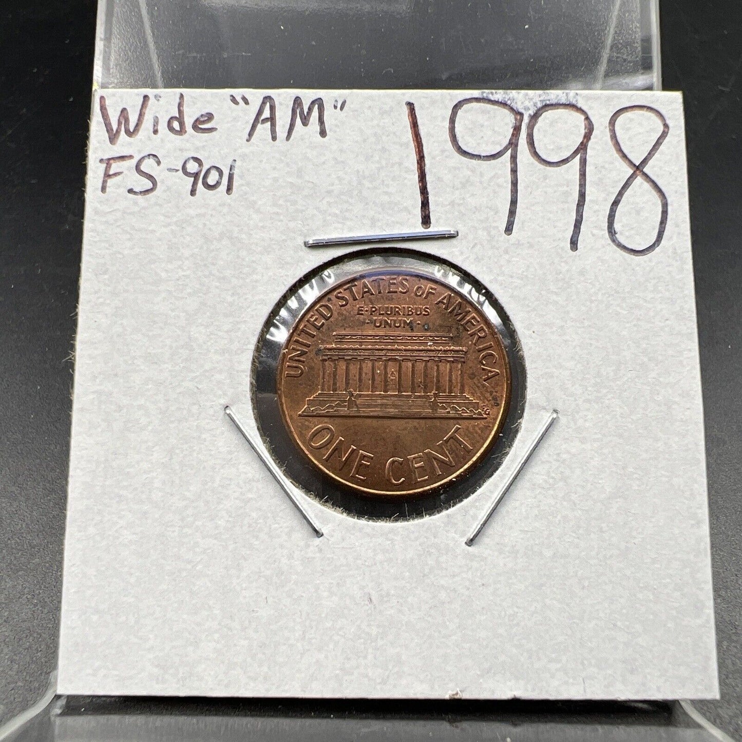 1998 1c Lincoln Memorial One Cent Penny Wide AM Variety XF EF Circ FS-901 #C