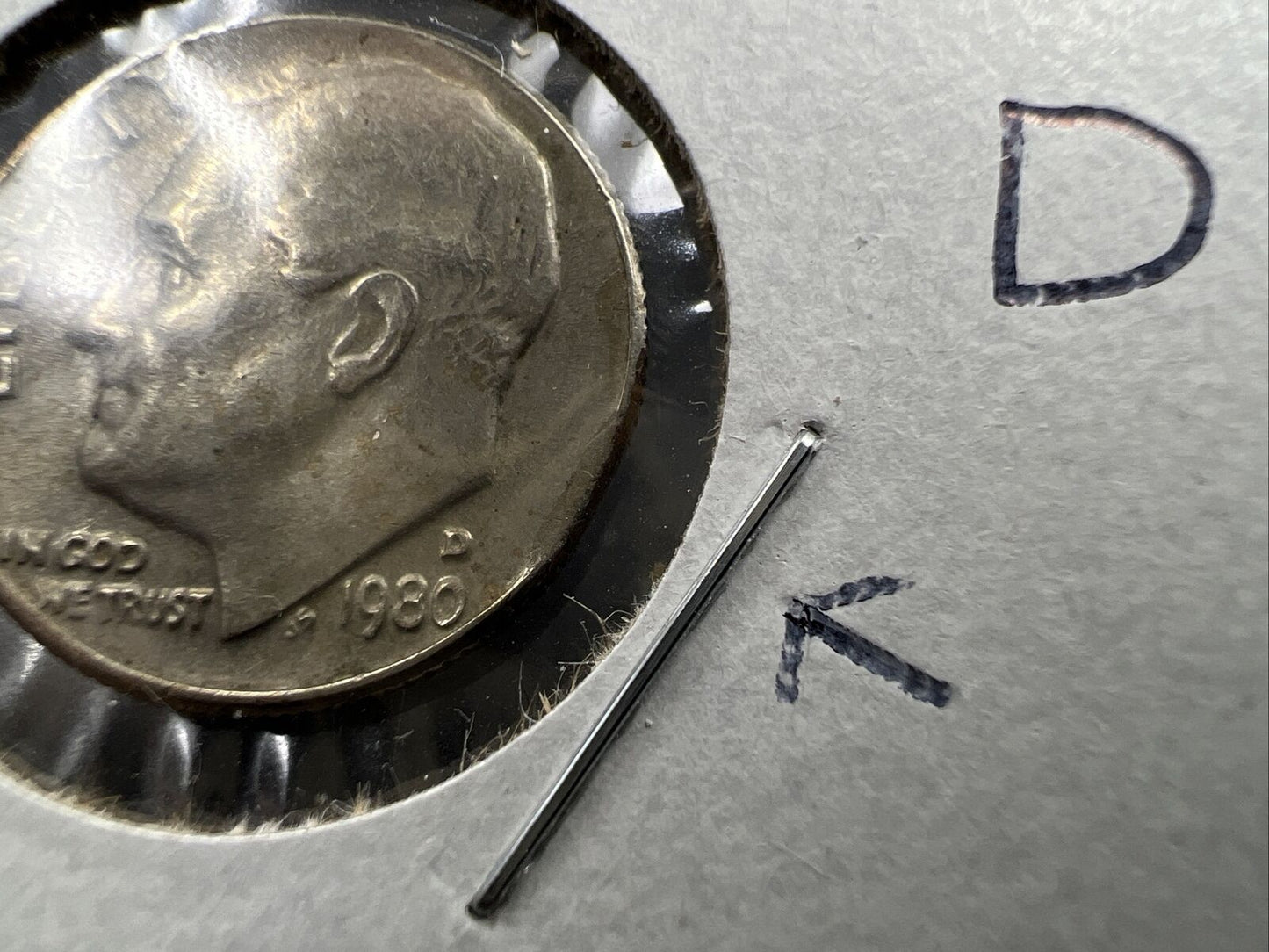 1980 D 10c Roosevelt Clad Dime Coin XF Clipped Planchet Error