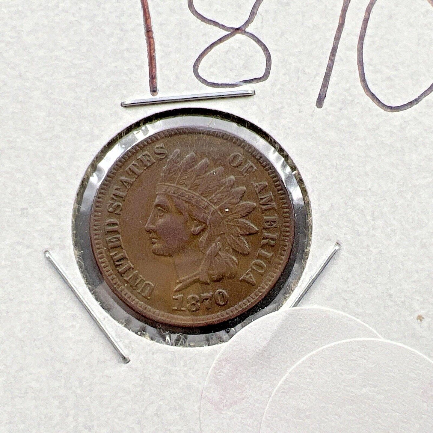 1870 1c Indian Cent Coin AU About UNC Semi Key Date