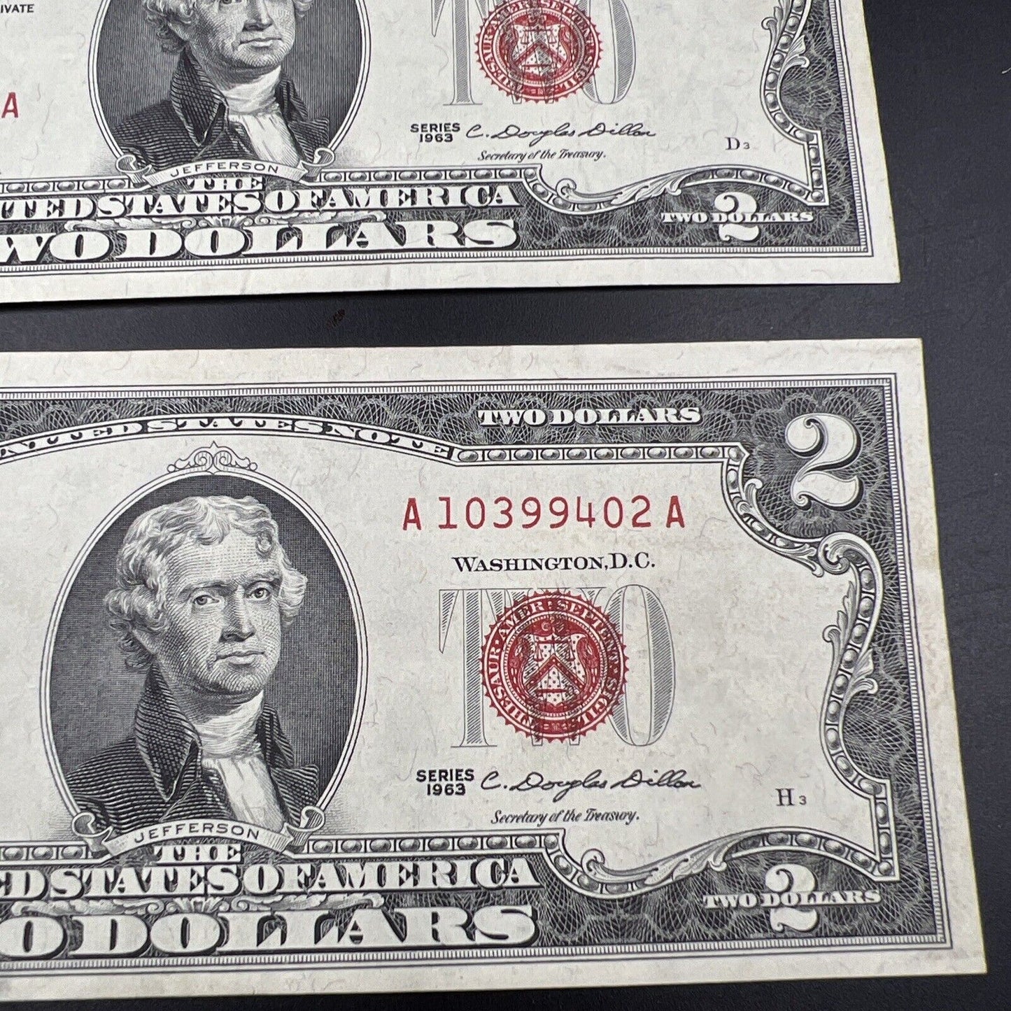 Lot of 4 1963 $2 Two Dollar United States Red Seal Legal Tender CH VF +