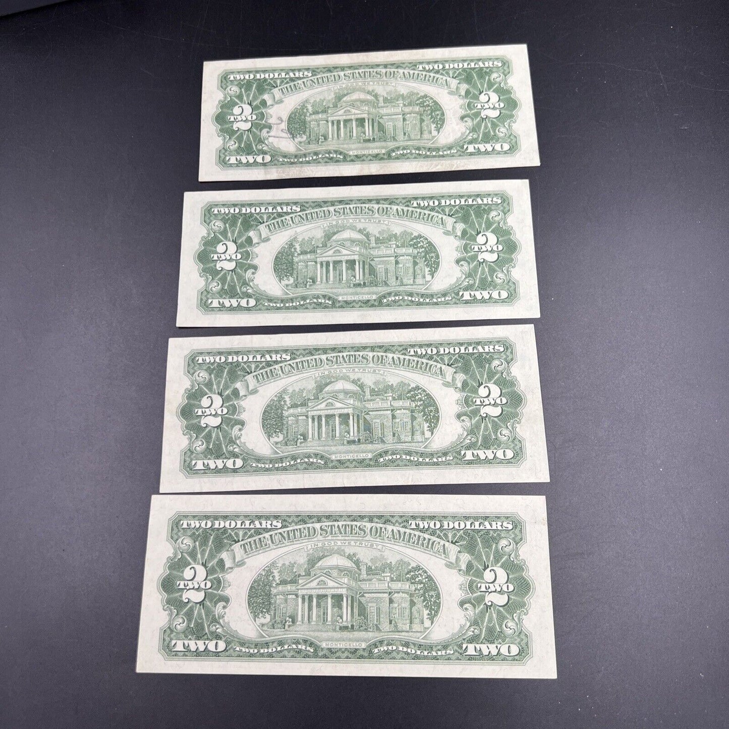 Lot of 4 1963 $2 Two Dollar United States Red Seal Legal Tender CH VF +