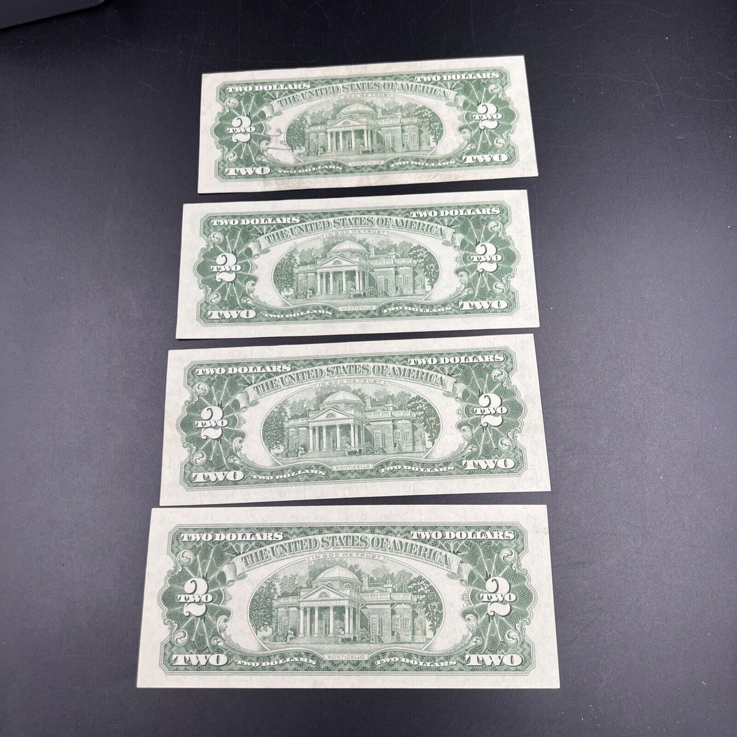 Lot of 4 1963 $2 Two Dollar United States Red Seal Legal Tender CH VF +