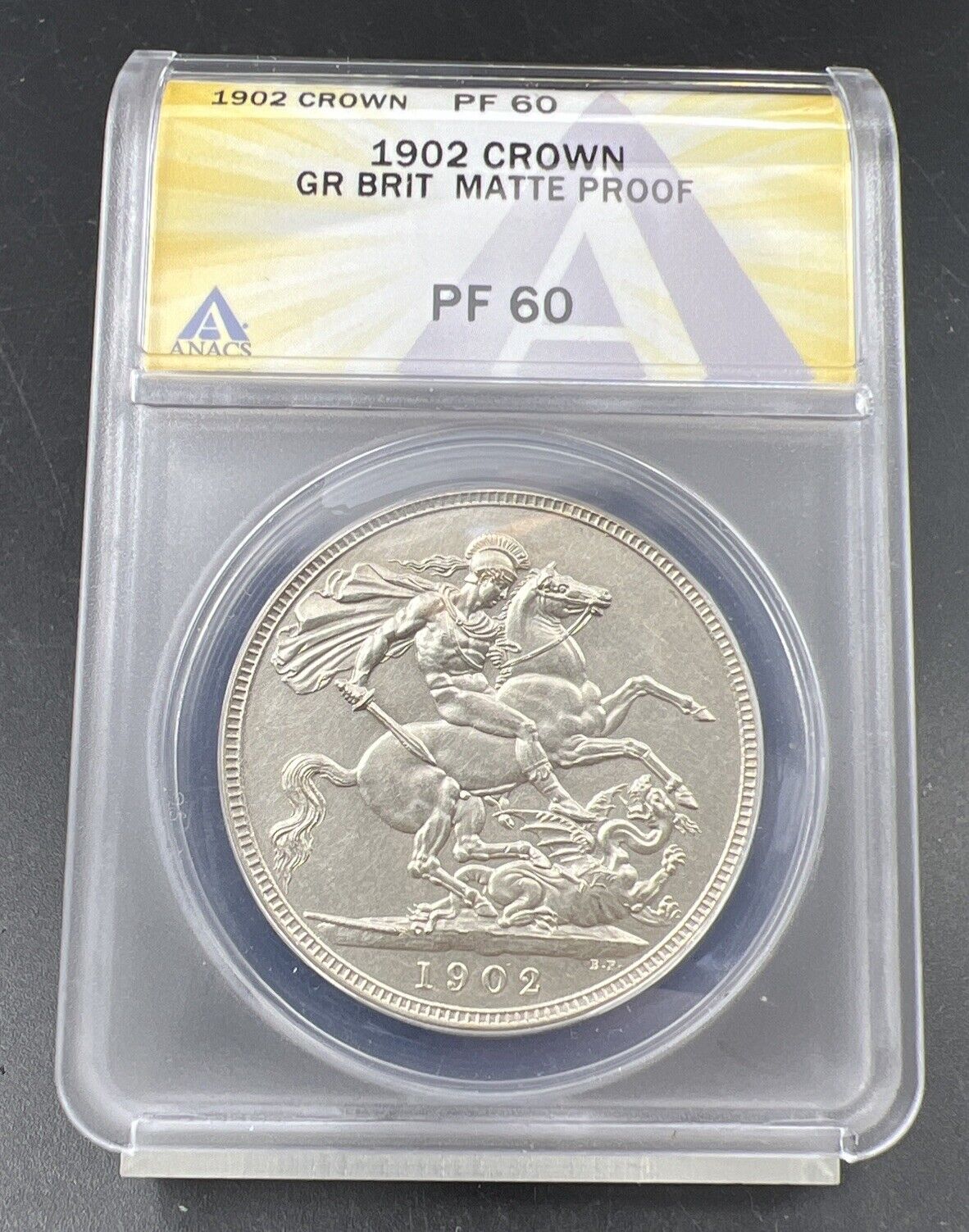 1902 Great Britain Silver Crown ANACS PF60 Matte Proof Coin