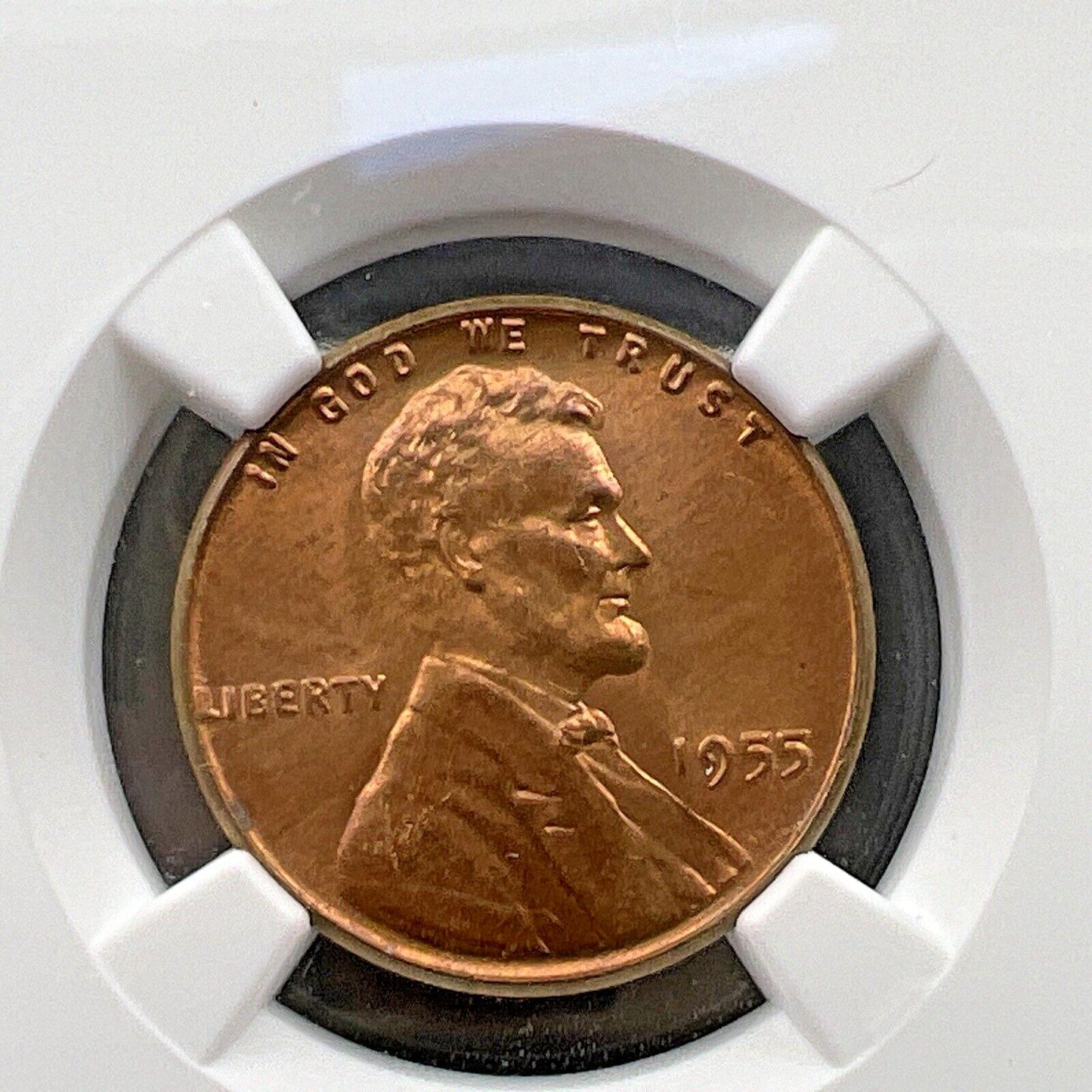 1955 P Lincoln Wheat Cent Penny Coin NGC MS66 RD Gem BU Certified Some Toning