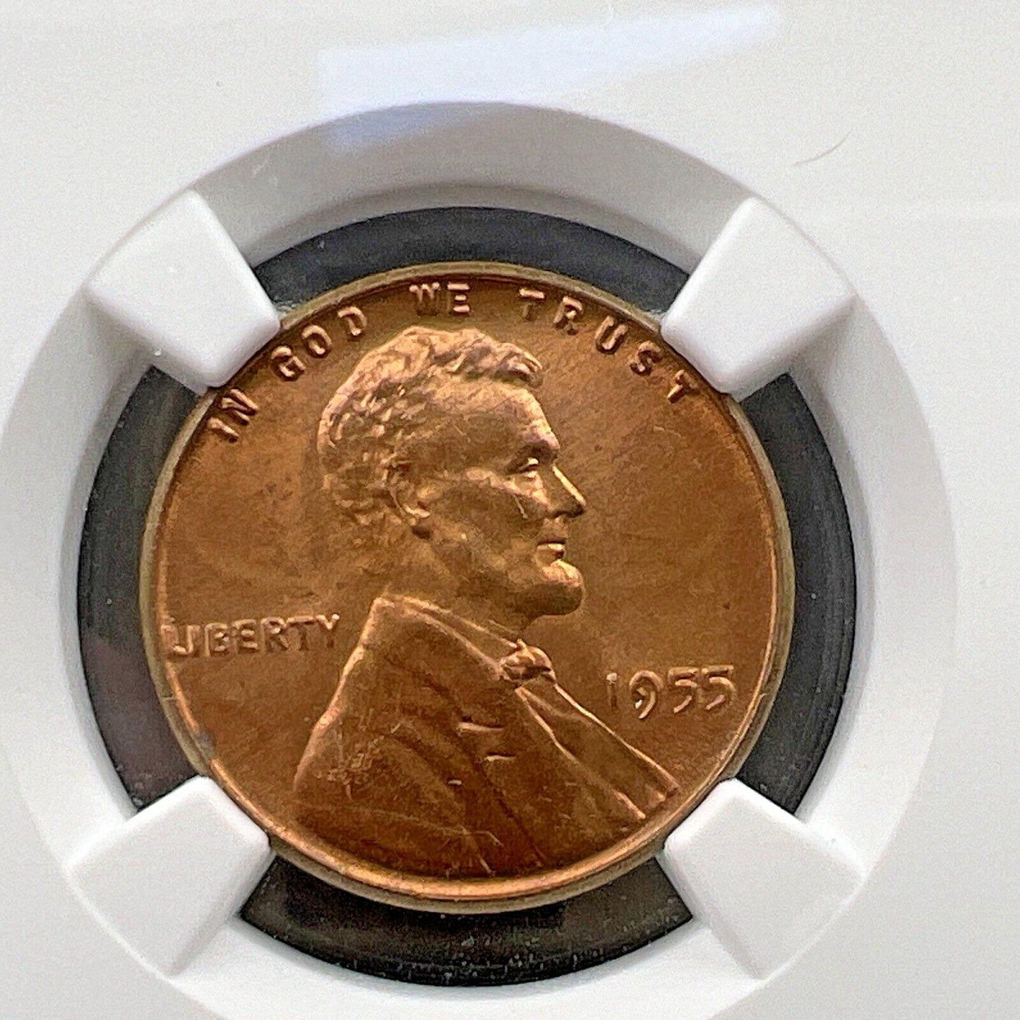 1955 P Lincoln Wheat Cent Penny Coin NGC MS66 RD Gem BU Certified Some Toning