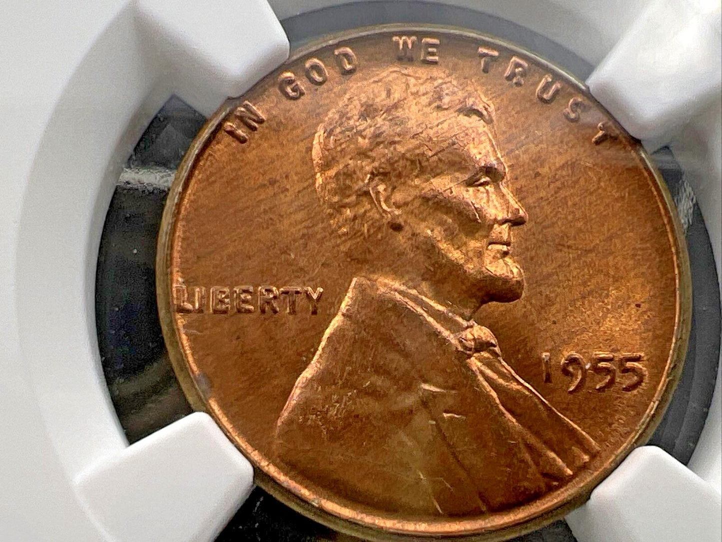 1955 P Lincoln Wheat Cent Penny Coin NGC MS66 RD Gem BU Certified Some Toning