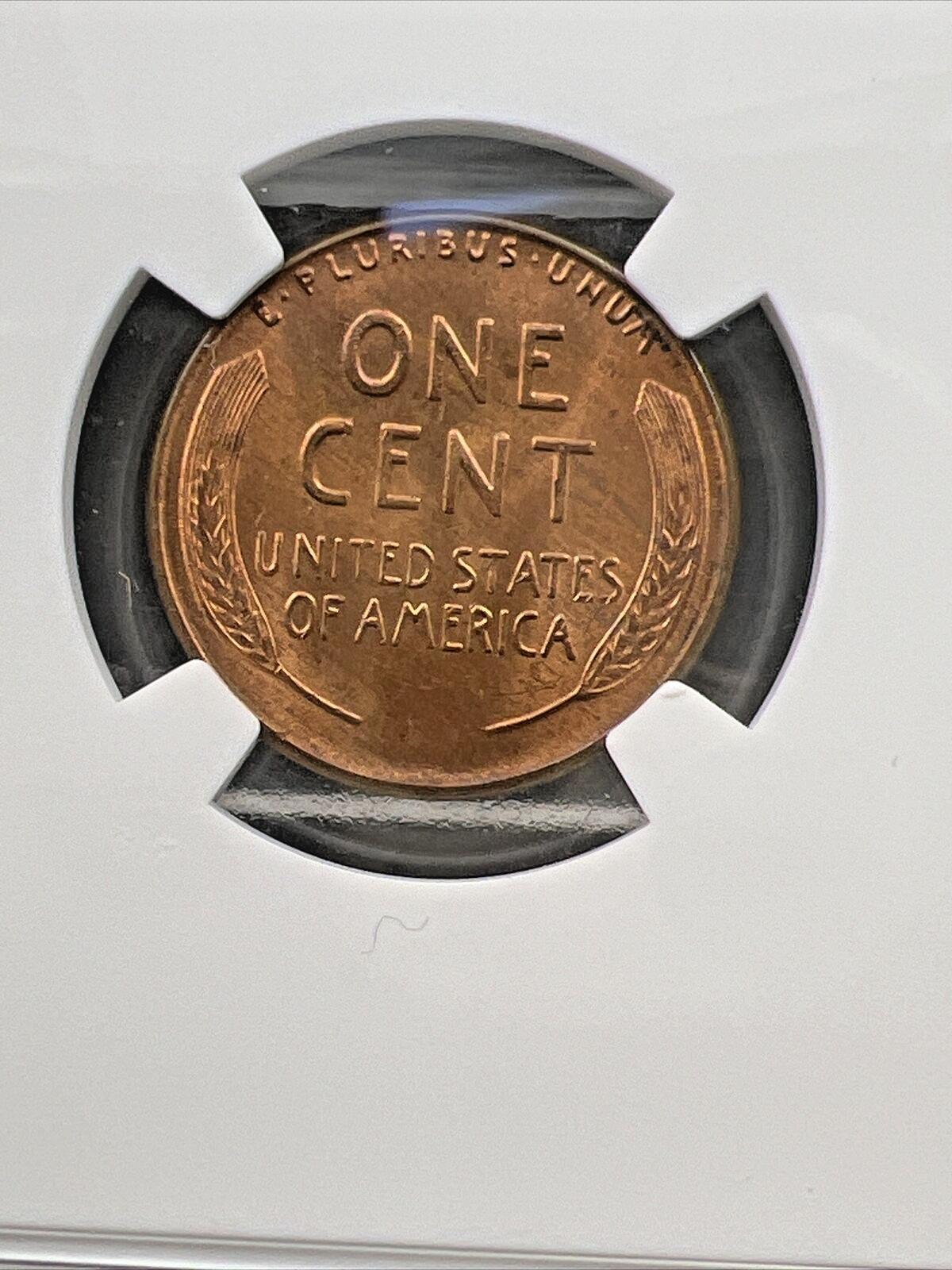 1955 P Lincoln Wheat Cent Penny Coin NGC MS66 RD Gem BU Certified Some Toning