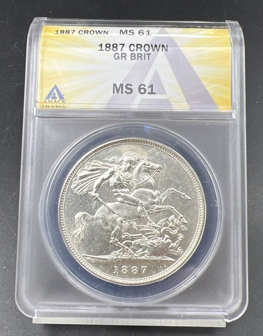 1887 Great Britain Silver Crown ANACS MS61 BU UNC Certified
