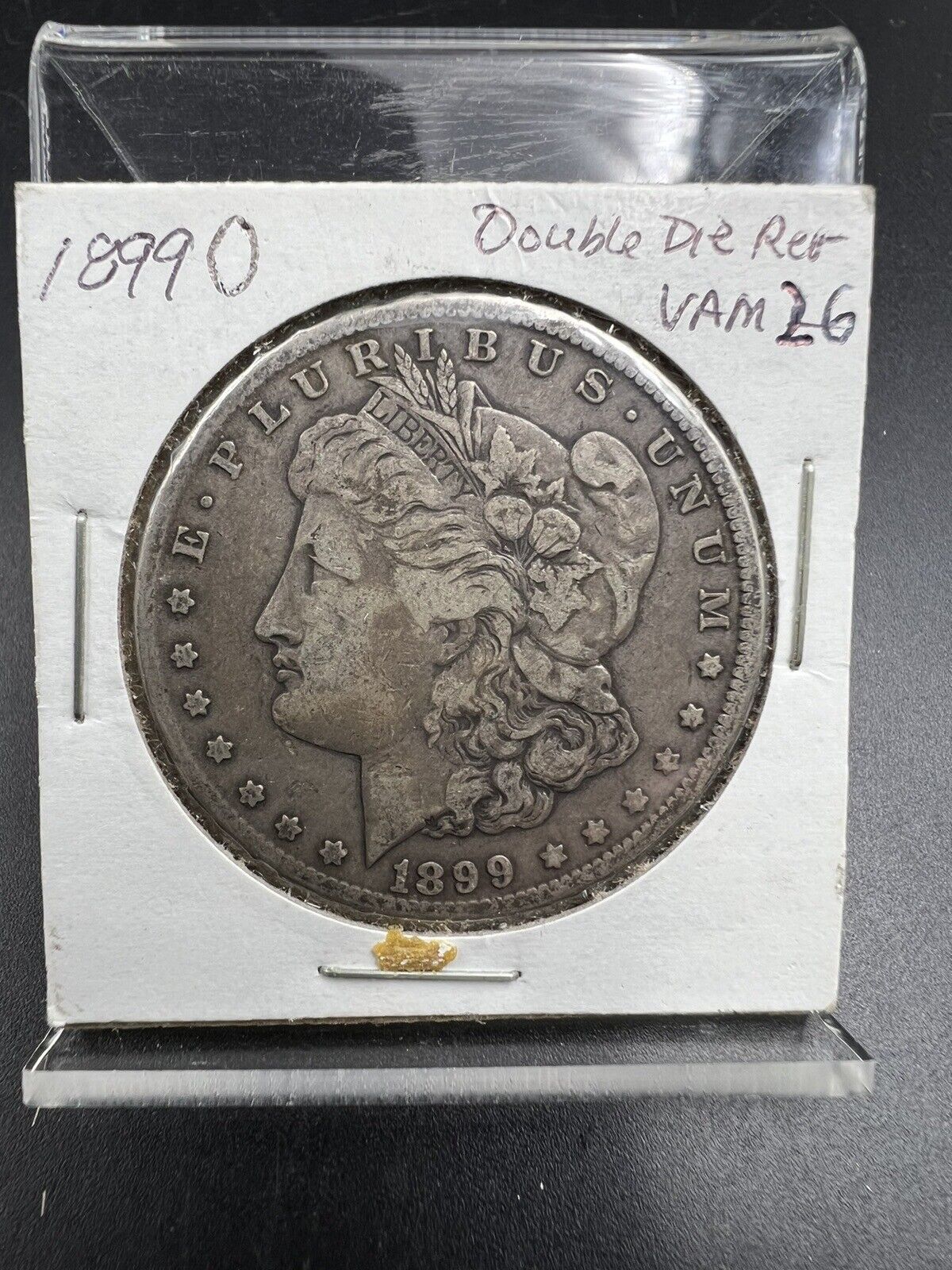 1899 O Morgan Silver Dollar VAM 26 Variety Double Die Reverse VF Details Glue