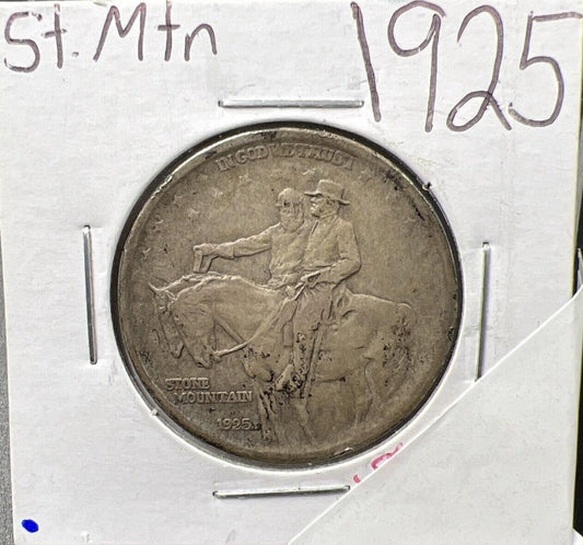 1925 Stone Mountain Classic Commem Silver Half Dollar Choice VG / Fine Circ