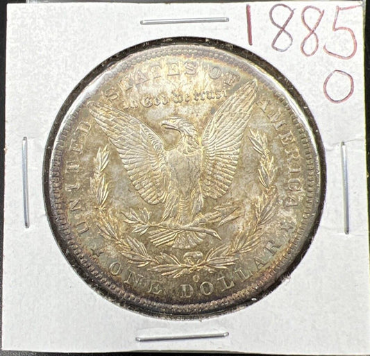 1885 O Morgan Silver Eagle Dollar Coin Choice AU About UNC PQ Toning Toner Rever