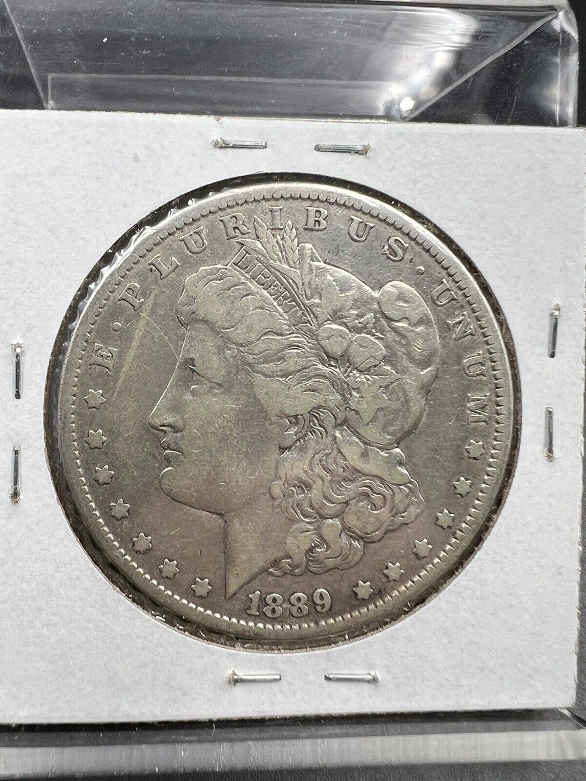 1889 P $1 Morgan Silver Dollar Coin VAM 19B Bar Wing Die Chip Variety VF Detals