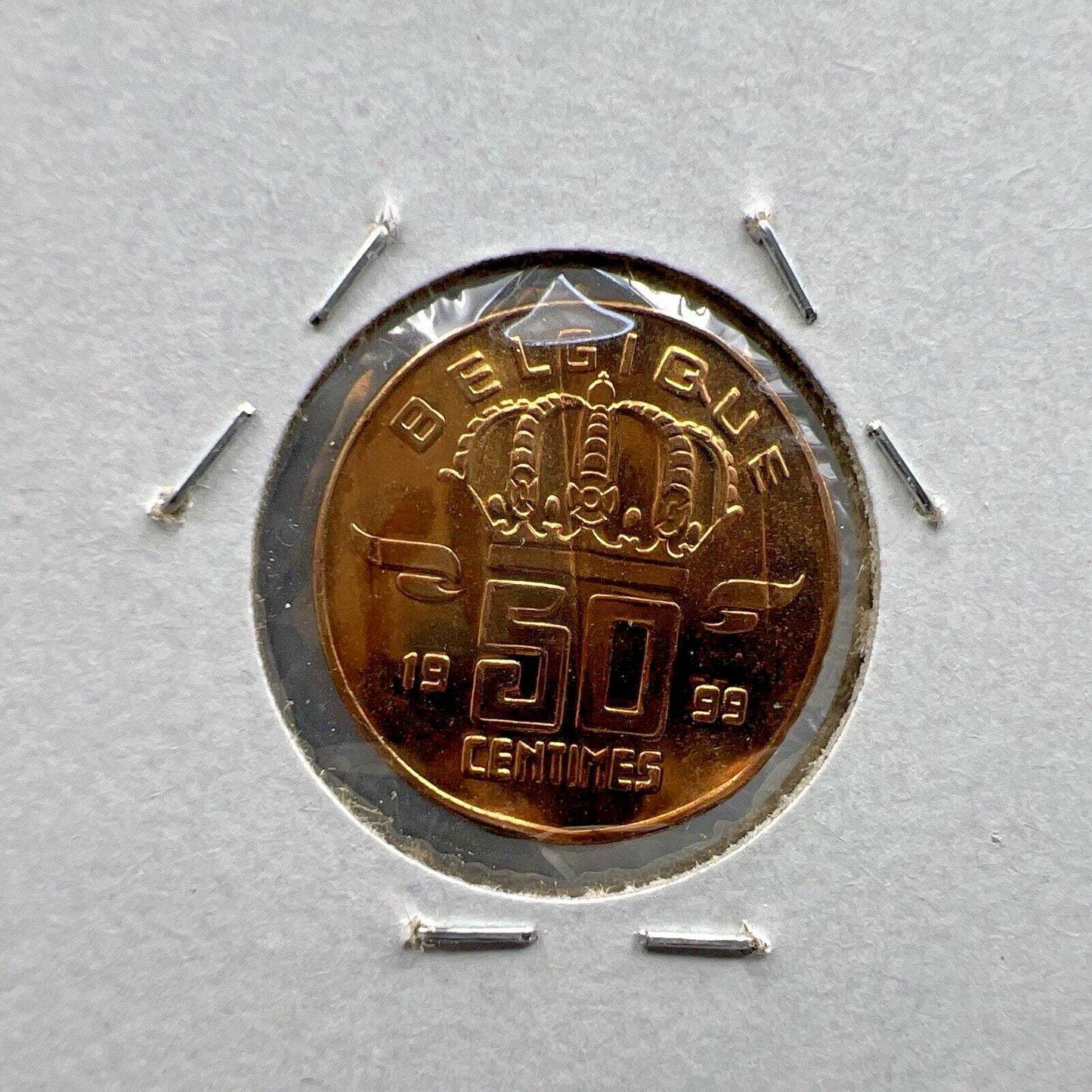 Belgium Waffle Waffled Error Coin 1999 50 Centimes UNC #E