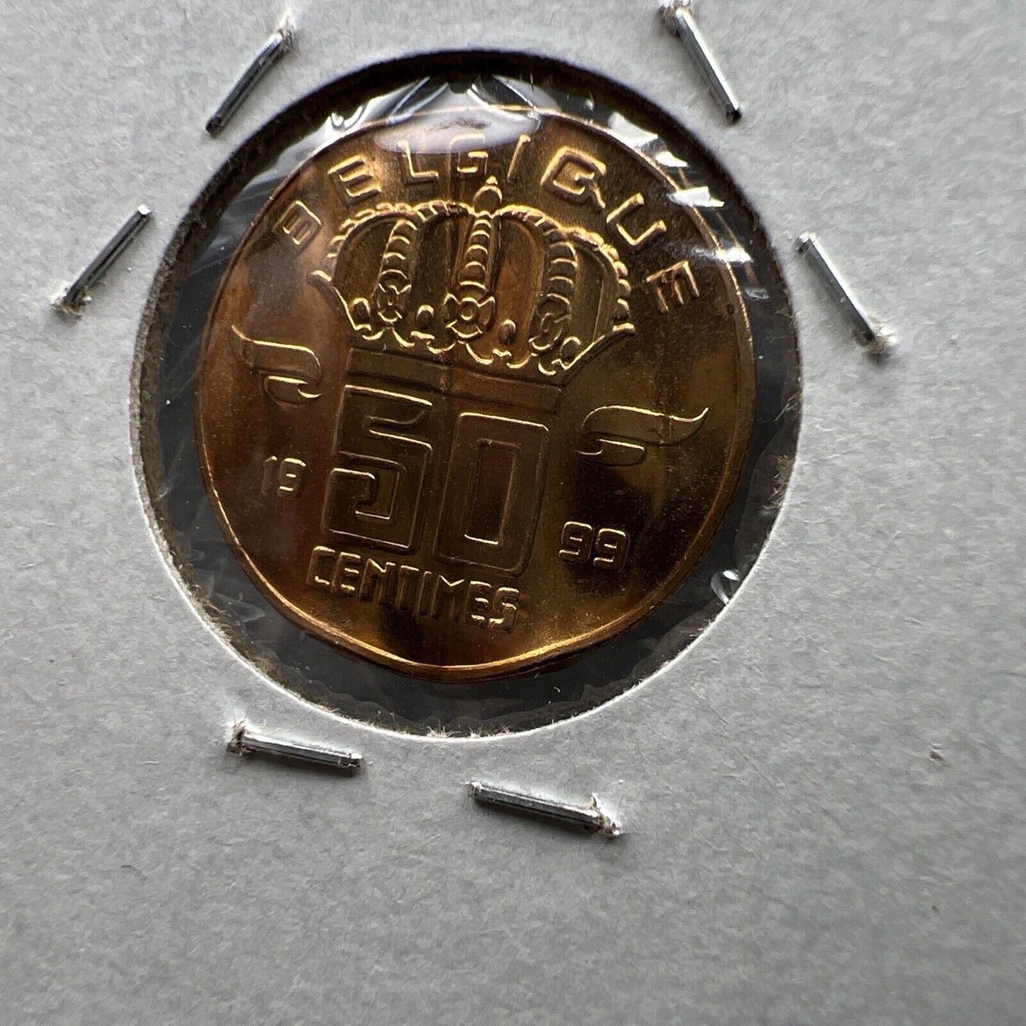 Belgium Waffle Waffled Error Coin 1999 50 Centimes UNC #E